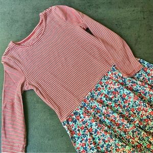 Tea Collection Red Striped Floral Dress